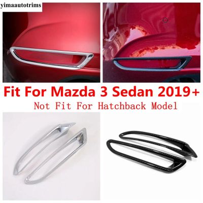 ไฟตัดหมอกหลังหลังตกแต่งโคมไฟขอบปลอกคอกันสุนัขเลียสำหรับ Mazda 3ซีดาน2019 2020 ABS โครเมียม/คาร์บอนไฟเบอร์อุปกรณ์ตกแต่งภายนอก