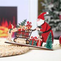 Christmas Wooden Ornaments Cart Santa Claus Ornaments Home Decor Christmas Gift for Kids Christmas Decoration 2021 Navidad Noel