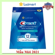 Miếng dán trắng răng Crest 3D Whitestrips 1 Hour Express Levels 12 Whiter