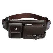 New Arrival Men Waist Bags Solid Color PU Fanny Pack Large Capacity