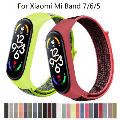 สร้อยข้อมือสำหรับ Xiaomi Mi band 7 6 5 สายไนลอนกีฬานาฬิกาสายรัดข้อมือสร้อยข้อมือสายนาฬิกา