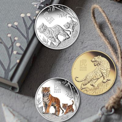 2022 Year Of Tiger 1Oz 999 Silver Coin Australia Colorful Animal Commemorative Silver Plated Coins Elizabeth II Craft Collection