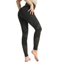 JERRINUT ผู้หญิงกางเกงโยคะเอวสูง Push Up กางเกงกีฬา Breathable Stripe Seamless Tummy Control Gym Hollow Leggings