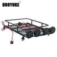 Droyuke 110 RC รถร็อคตีนตะขาบโลหะแร็คหลังคากระเป๋า C Arrier ที่มีไฟ LED สำหรับ TAMIYA D90 CC01 AXIAL SCX10ชั้นวางกระเป๋า