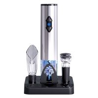 Wine Opener Gift Set Bar Kit with Electric Battery-Operated Bottle Opener,Pourer, Wine Stoppers, Foil Cutter &amp; Stand