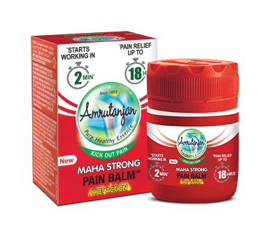 Amrutanjan Maha Strong Pain Balm 8 ml. ขี้ผึ้งลด การปวดเมื่อยของกล้ามเนื้อ กระปุกเล็กขนาดพกพา