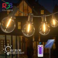 Solar String Lights Outdoor G40 Patio Lights with LED Shatterproof BulbsWeatherproof Hanging Lights for Backyard Bistro