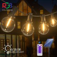 ❁❄ Solar String Lights Outdoor G40 Patio Lights with LED Shatterproof BulbsWeatherproof Hanging Lights for Backyard Bistro