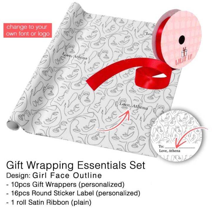 Gift Wrapping Essentials by Wrap Up - Girl Face Outline -wrapper card ...