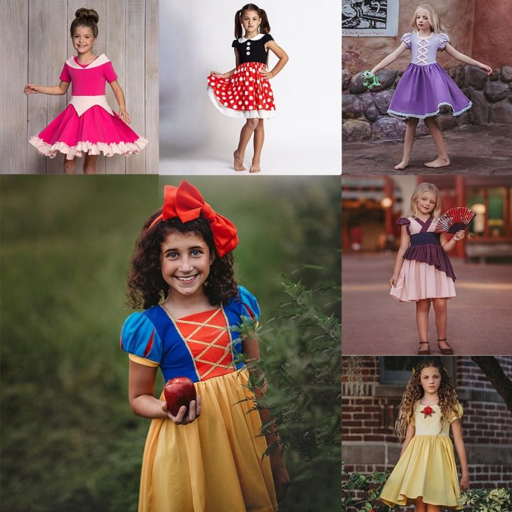 ??? Pre Sale 2021 New Disney Princess Dress for Girls Knee Length Casual  Clothes Rapunzel Kid Frozen Elsa amp;Anna Party Frocks Star War 