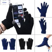 AMBOAE Fashion Hand Wrist Winter Wool Gloves Knitted Fingerless Mittens Touch Screen