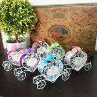 ribbon bow wedding pumpkin carriage candy boxes Chocolate Boxes Gifts bridal baby shower favor containers party supplies Storage Boxes