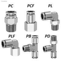 ▥¤﹍ 304 Stainless Steel Pneumatic Hose Fitting PC PCF PL PLF PB Air Tube Connector 1/8 1/4 3/8 1/2 BSP Quick Release Pipe Fittings