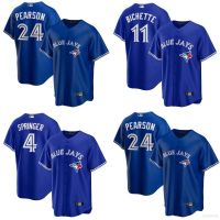 ชุดเบสบอล MLB สำหรับผู้ชาย เสื้อผ้าผู้ชาย เสื้อบอล 2023 New High Quality Jay 2023 MLB Toronto Blue Jays Bichette Springer Pearson Button-Down Jersey Baseball Tshirts Sports Tops Plus Size