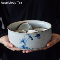 Hand Painted Lotus Ceramic Tea Washing Household Cup Washing Kung Fu Teaset Tea Ceremony Accessories Tea Washing Bowl Tea Basin