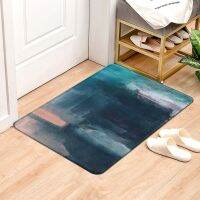 [A Warm]ภาพวาดสีน้ำเงินเข้มเนื้อหินอ่อน InkDoormat HomeFloor MatRoomBathroom เสื่อกันลื่นประตู