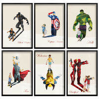 Avengers Movie Poster - Spiderman Deadpool Hulk ภาพวาดผ้าใบ Wall Art สำหรับตกแต่งห้องเด็ก