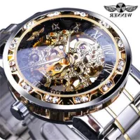 ---Fashion mens watch238814❁ T - Winner hollow out with manual mechanical watch watch men leisure steel belt mechanical mens watch