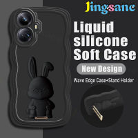 Jingsanc [วงเล็บกระต่ายนำโชค] เคสสีดำสำหรับ Realme 10 Pro Plus 5G 10 9 8 GT 2 Neo 3T 2 Narzo 50 Pro 4G 5G ซิลิโคนเหลวเคสนิ่มใส่โทรศัพท์ขอบคลื่นกันกระแทก j001-1ฝาครอบด้านหลัง