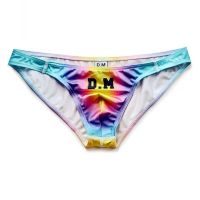 D.M Underwear Men Briefs Hot Sexy Gay Lingerie For Men Panties Underpants Bikini Ice Silk Sissy Slip Rainbow Cueca Brave Person