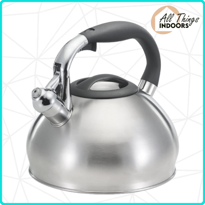 Polder Gumdrop Whistling Kettle, 2.6Quart, Brushed Stainless Steel