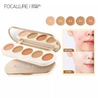 FOCALLURE 5 In 1 พาเลทคอนซีลเลอร์กันน้ําติดทนนานปกปิดสูงแบบพกพา #Goldenage