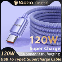 VAORLO สาย USB Type C สายชาร์จเร็วเครื่องยนต์คู่6A ซูเปอร์ชาร์จใช้ได้กับสายเคเบิลเครื่องชาร์จยูเอสบี100W/66W/40W USB-C สำหรับ Infinix Huawei แอนดรอยด์โลหะสังกะสีอัลลอยด์1M/2M