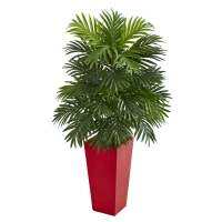 40 "สีเขียว Areca ปาล์มพืชเทียมในชาวไร่สีแดงสำนักงานจัดงานแต่งงานพืชสีเขียวสำหรับตกแต่งสวนพืชปลอม