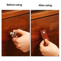 Leather Drawer Pulls 8 Pcs Leather Dresser Knobs Handmade Pure Leather Handles for Cabinet Doors and Drawers (Brown)