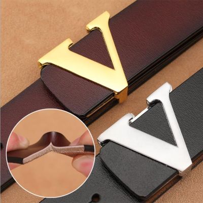 High Quality Smooth Buckle Belt Men 39;s Genuine Leather Pure Cowhide Letter V Jeans Belt for Men Luxury Belt Designers Women 150CM