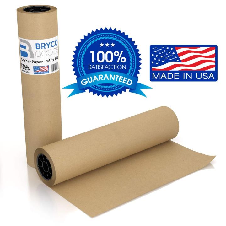 Bryco Goods White Kraft Butcher Paper Roll - 18 inch x 100 Foot White Paper Roll for Wrapping and Smoking Meat, BBQ Paper for The Perfect Brisket