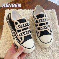 RENBEN Mai Sui Canvas Shoes ผู้หญิงหนา soled Velcro การเคลื่อนไหวของนักเรียนรองเท้าคณะกรรมการสบาย ๆ V725