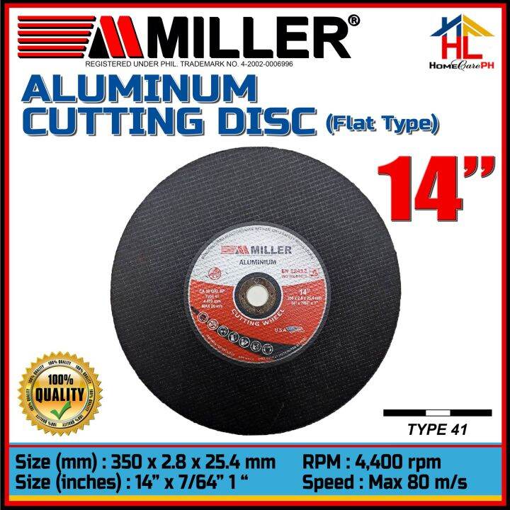 Miller Aluminum Cutting Disc (Flat Type) 14" inches Lazada PH
