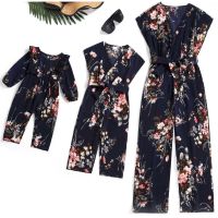 COD ﹊▽ The Outline Shop27dgsd6gfd Matching Family Outfits Jumpsuits Mommy and Me Floral Print Jumpsuits Women and Girls Baby Romper Parent-Child Matching Clothes Kids