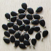 Fashion Natural Black Obsidian Stone water drop charms pendants fit Necklaces making 50pcslot wholesale Free shipping