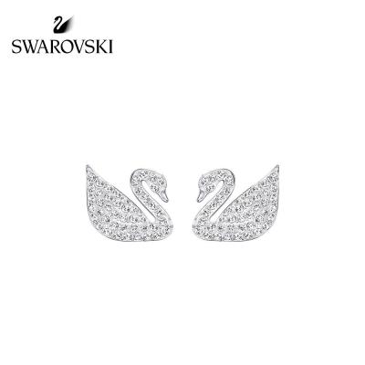 SWAROVSKI Stud Earrings SWAN PAVE Swan Simple Fashion Stud Earrings Womens fine jewelry สวารอฟสกี้ ต่างหูเม็ดเดี่ยว SWAN PAVE Swan ต่างหูแฟชั่นแบบเรียบง่ายTH