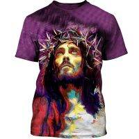 แฟชั่นฤดูร้อน Casual Streetwear Harajuku God Graphic Men Tees Tops ศาสนา Christ Jesus 3D พิมพ์เสื้อยืดผู้ชายหลวม Clothing