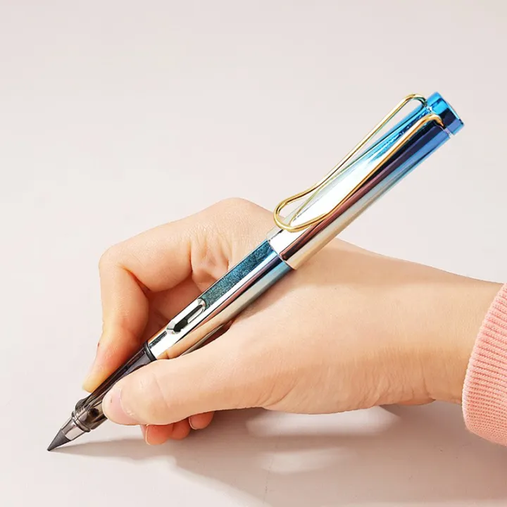 orthopedic-penholder-stainless-steel-pencil-holder-replaceable-pencil-tip-infinite-writing-pencil-portable-cap-pen-portable-capped-pencil