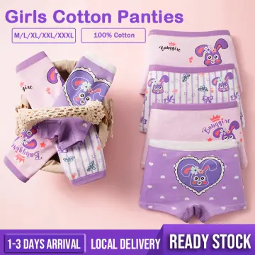 Girls Underwear Kids Toddler Cute Cartoon Letter Shorts Cotton Briefs 4Pcs  Panties Purple L