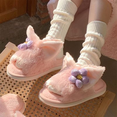 รองเท้าผู้หญิงขนรองเท้าแตะผ้าฝ้ายหัวใจสีชมพู,รองเท้าหน้าหนาวน่ารักพื้นนุ่มกันลื่นสำหรับใส่ในบ้าน