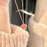 Pink Cherry Blossom Pendant Necklace for Women Sweater Chain Summer New Simple and Sweet Flower Collar Chain Jewelry Friend Gift Fashion Chain Necklac