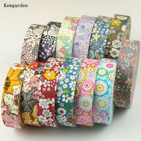 Kewgarden 1" 38" 10mm 25mm Print Flower Layering Cloth Fabric Ribbon DIY Bow-tie Hair Accessories Handmade Tape 10 Meters