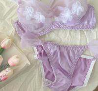 2021 100 Real Photo M L XL Lovely Cute Lolita Kawaii Sexy Ultra-Thin Thick Mesh Satin Seamless Bra Panties Set Underwear