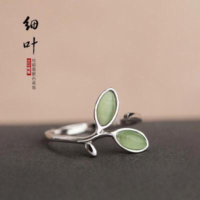 925 แหวนเงินสเตอร์ลิงโอปอลนิ้วชี้หญิงเปิดสไตล์เรียบง่ายปรับอารมณ์จีนแหวนตาจีน WT18