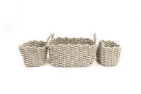 Rope basket set3pcs.ชุดตะกร้าเก็บของ 3 ชิ้น/เซ็ต สีเบจ รุ่น LWDE-BE