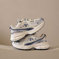 รองเท้าสำหรับผู้หญิงสไตล์ใหม่2023เพิ่มรองเท้าผ้าใบตาข่ายระบายอากาศรองเท้าคุณพ่อพื้นหนา