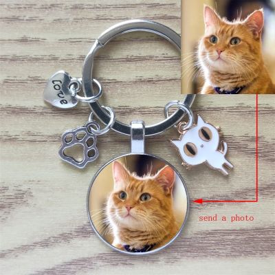 Classic Keychain Time Gem Custom Cute Animal Pet Paw Print I Love Cat Car Key Ring Men Ladies Fashion Alloy Memorial Gift