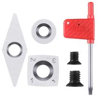 3Pcs Carbide Cutters Inserts Set Carbide Cutters for Woodturning Combination Set Include Square Round and Diamond Shaped