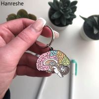 Hanreshe Medical Brain Enamel Keychain Neurology Anatomy Psychology Quality Pendant Key Chain Jewelry for Doctor Nurse Key Chains