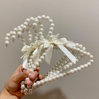 Ribbon Bowknot Clothes Hangers Faux Pearl Bow Clothes Hangers Hook for Pet Dog Cat Children Kids Women Baby Space Saving hooks Clothes Hangers Pegs